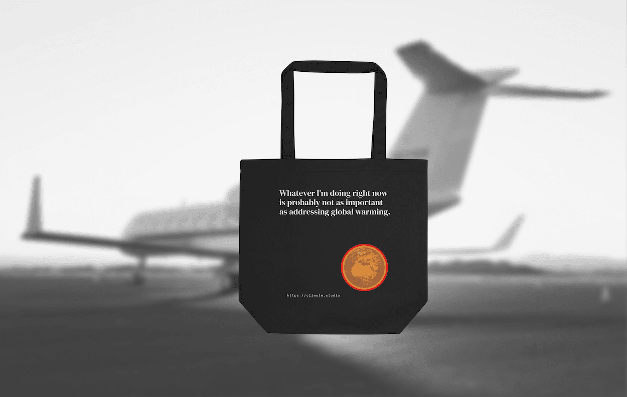J. Paul Neeley Climate Studio — Context tote bag editorial image: Private Jet