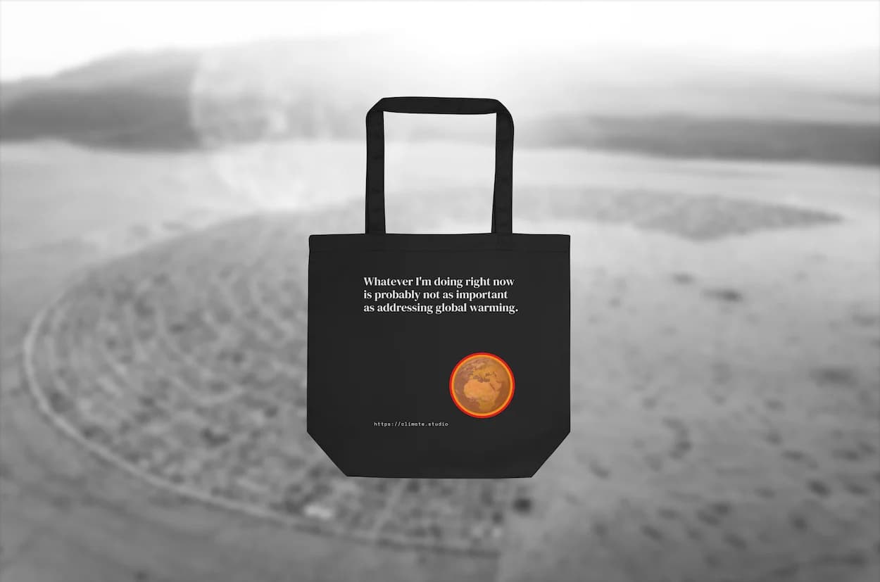 J. Paul Neeley Climate Studio — Context tote bag editorial image: Burning Man