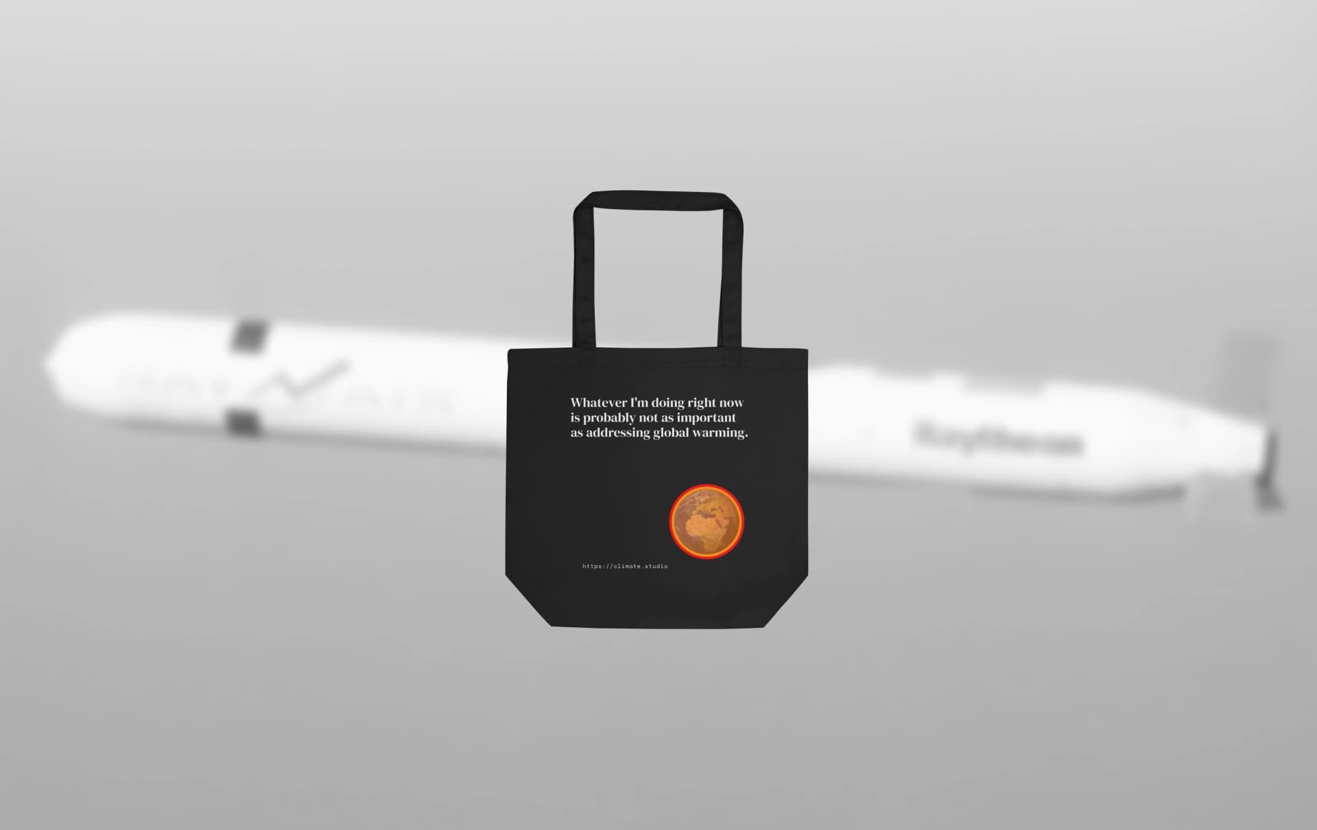J. Paul Neeley Climate Studio — Context tote bag editorial image: Missile