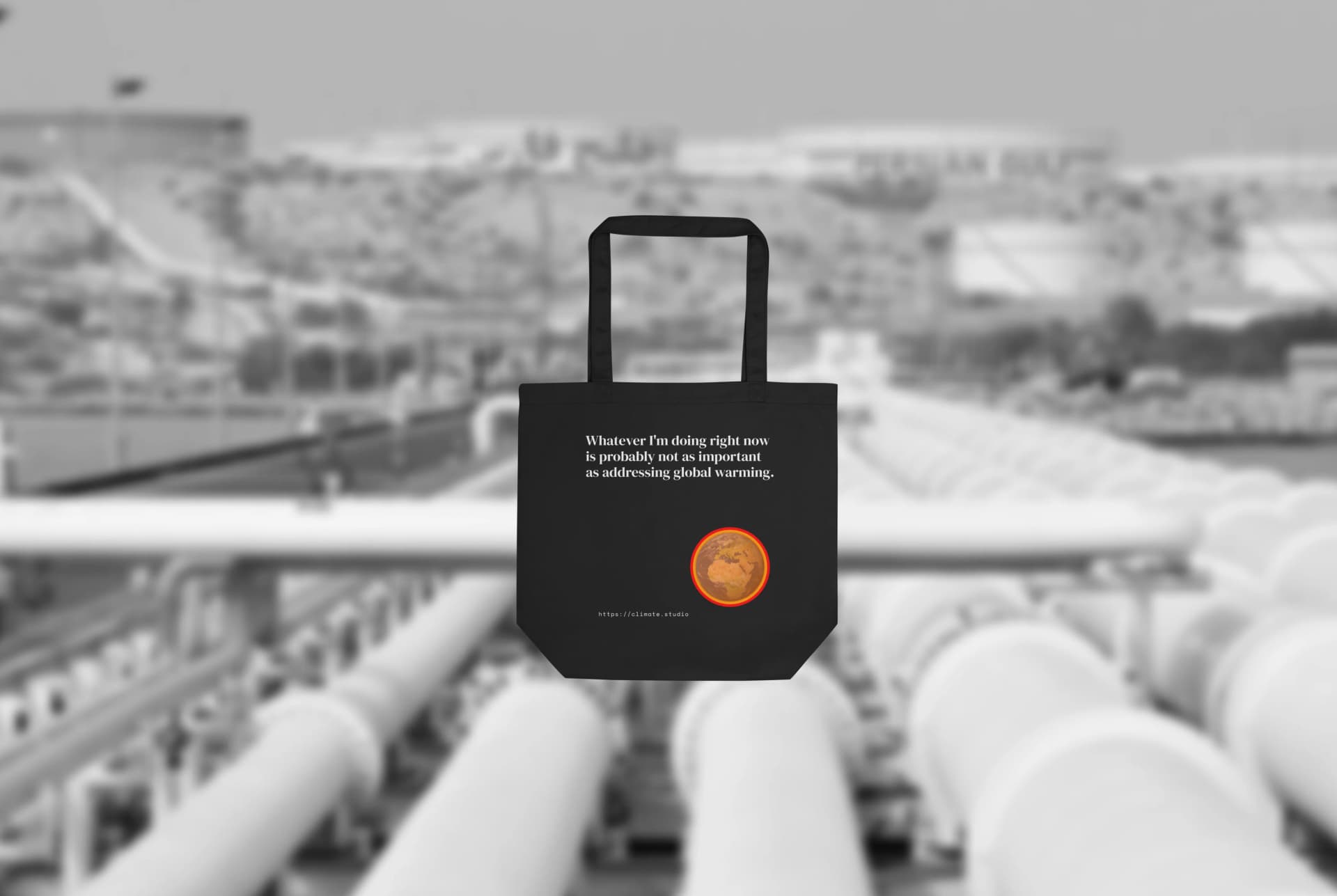 J. Paul Neeley Climate Studio — Context tote bag editorial image: Oil